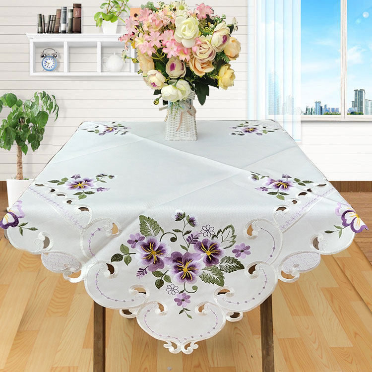 欧式绣花餐桌布布艺床头柜盖布卧室植物花卉花色客厅茶几布乳白色,居家布艺,桌布,淘宝优惠券,粉丝福利购,淘宝优惠卷