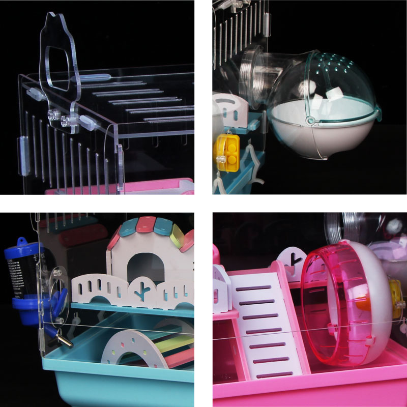 亚克力笼全景透明仓鼠笼子双层大笼子别墅套餐用品玩具套装易清理