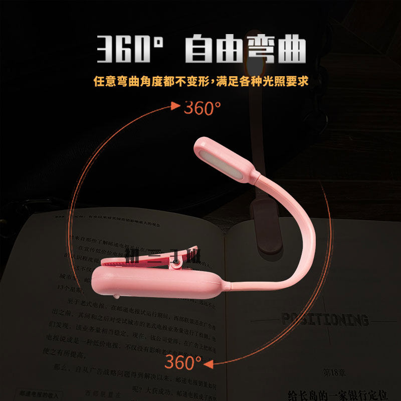 充电阅读夜灯宿舍卧室被窝床头夹书护眼灯LED小台灯便携迷你书灯