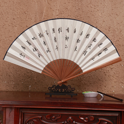 男女扇子折扇男式8寸手绘桃花扇 中国风白纸扇日用扇工艺礼品竹扇