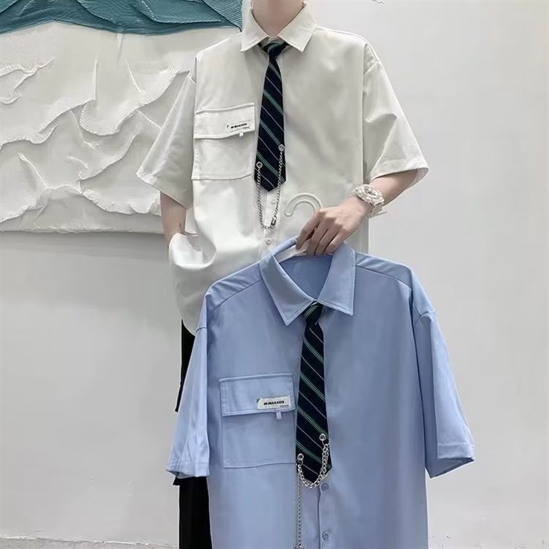 学院风夏季短袖衬衫学生宽松dk制服衬衣男女毕业典礼拍照班服套装