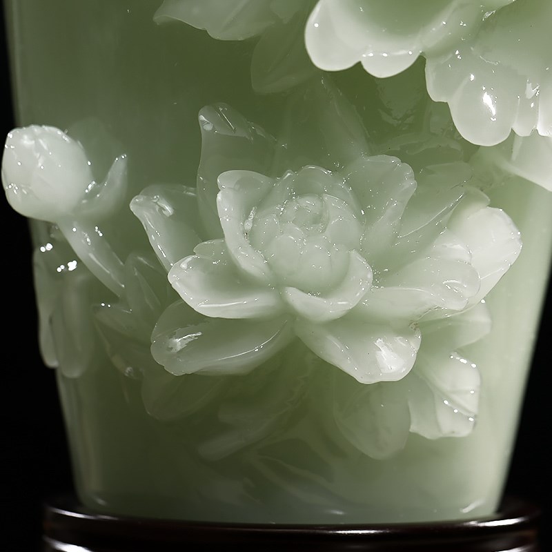 平安富贵牡丹花瓶摆件客厅入户玄关酒柜轻奢装饰品搬新家乔迁礼物