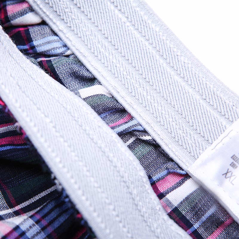 夏季睡裤男生超大码平角阿罗裤柔软内裤纯棉宽松格子休闲家居短裤