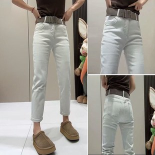 女装2025新款高腰弹力烟管牛仔裤女大码胖mm遮胯显瘦梨型身材裤子