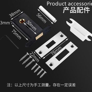 室内隐形门锁单面锁专用黑灰色把手锁锌合金无钥匙地下室暗锁双面