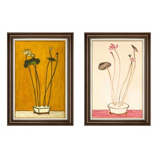 常玉大师法式复古小众艺术餐厅装饰画新中式入户玄关壁画盆栽挂画