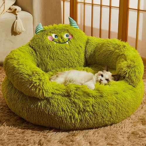 长毛绒小怪兽床 猫窝小狗窝加厚保暖秋冬季宠物雪怪家族 猫咪沙发
