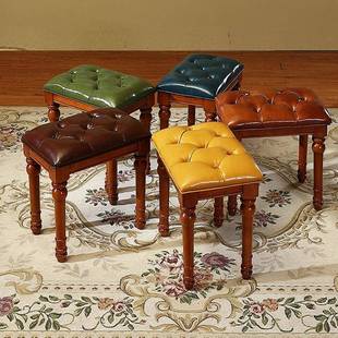 美式高凳子家用全实木加厚餐椅子复古成人沙发板凳欧式餐凳