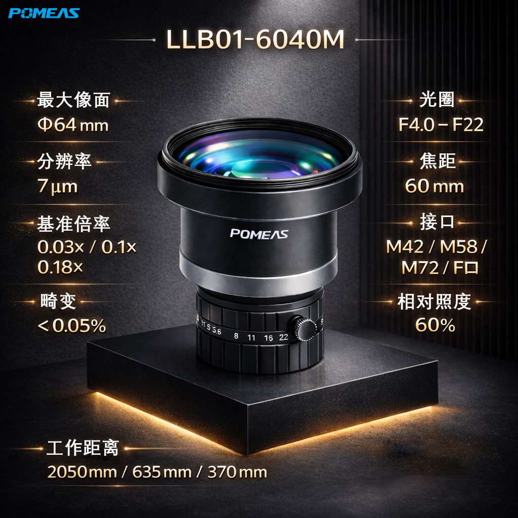 60mm焦距8K高清5um工业线扫镜头4.0光圈M42M72机器视觉线阵镜头