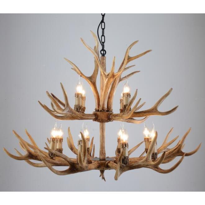 美乡式脂村店别墅工程大灯树复古仿真鹿20角吊灯源头酒工厂直供