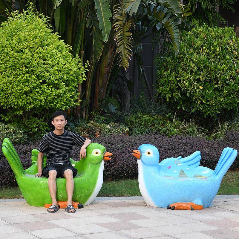 玻772璃钢物坐装凳户外卡通椅雕塑天鹅火烈鸟座饰动商场幼儿园摆