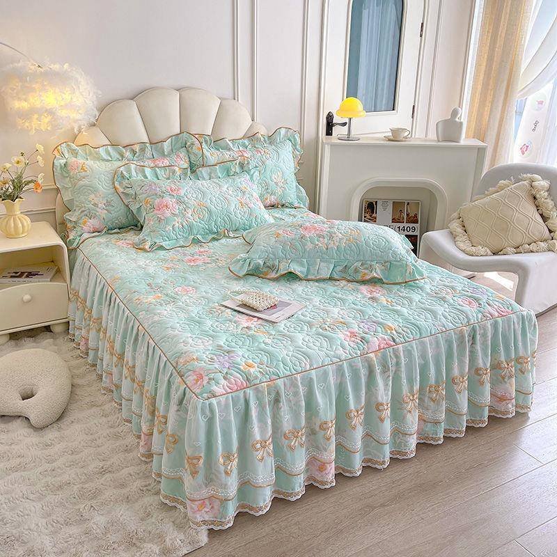 WWW新款棉全夹床棉裙三件套风法式轻奢公主卧室斜纹纯棉双人单件