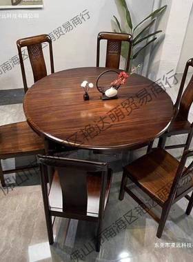 桌送转金木全实木PTW盘餐桌实木组合方圆两用伸缩中式家用圆小乌