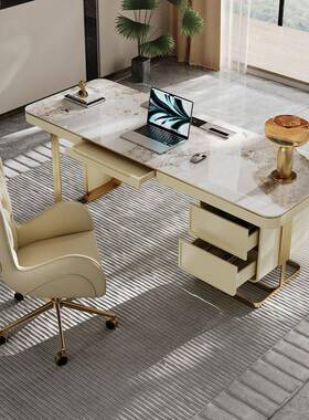 轻奢书椅现桌代简约家用烤桌漆岩板tb-73406写办公电脑桌书房卧室