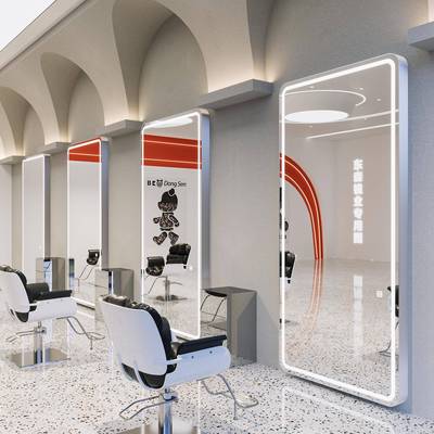 网红理店发店镜发子廊美发镜台led灯潮款AGC单发面镜剪烫染区镜