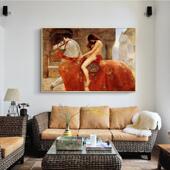 饰画现代客艺厅壁画室墙画FBO1902 马背上Godiva夫 人术卧油画装