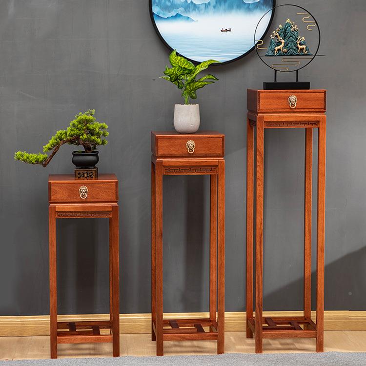 实木花架花几客厅沙边花几室置物架中发式台带抽内阳盆景花MC8500