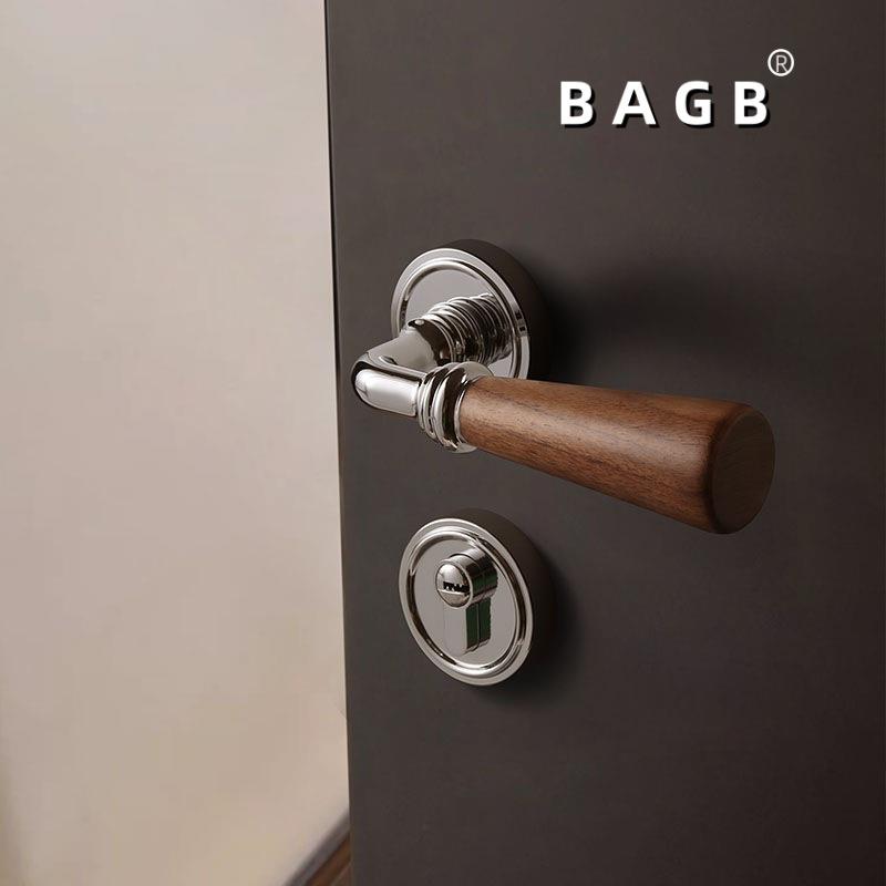 BAGB中复古室桃内卧室磁静音格调门房锁家用木门门把吸手式风胡木