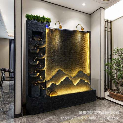 假山喷泉流水摆件景别墅259庭观厅院客办公室隔断落地鱼池招财水