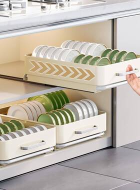 家橱柜用抽屉置物物架厨房LH241015下水槽放调料餐具储盒柜抽拉式