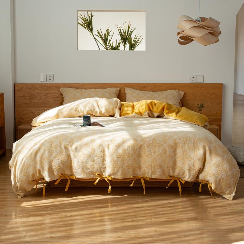 层a高端双件纱四套全302棉类纯棉纱布提花纯棉床单被套床上用品轻