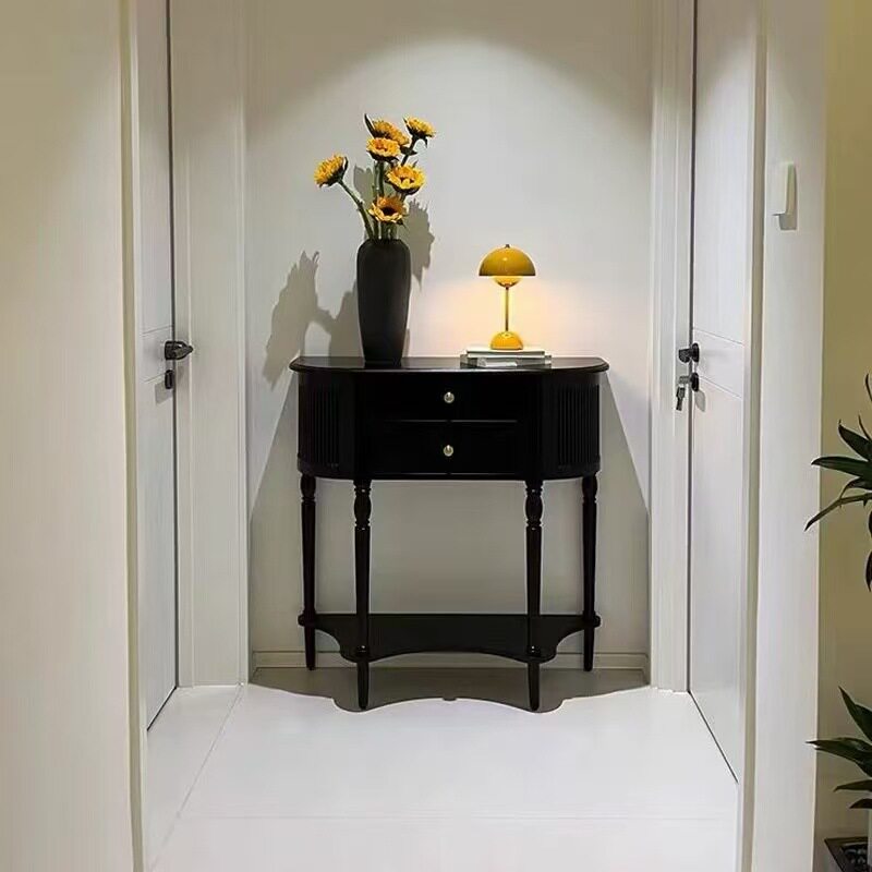 法式复古实木雕刻玄关柜门厅隔断柜美式欧式实木餐边柜家用储物柜