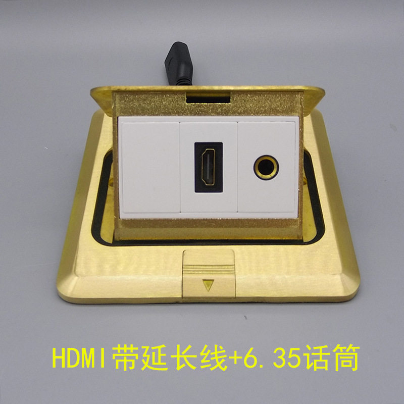 弹起式全铜HDMI带延长线麦克风大三芯6.35话筒铜高清话筒免焊地插