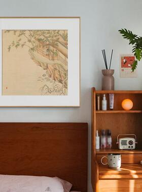 新仇英独乐园山水画中式方装饰图画水墨形YZ202304原木风茶室书房