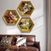 欧式 客W12厅沙画发景背餐边柜壁画挂玄 法式 复古植物花卉装 饰美式