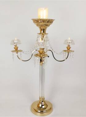 五头金属装烛配台花瓶路引摆件L/P024搭透明璃玻婚礼派对酒店饰