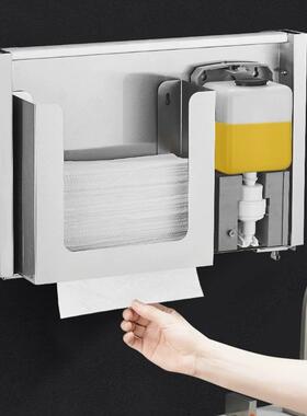 卫生间不锈后钢沫镜皂液器壁挂式56535擦手纸盒镜泡感应洗手液柜