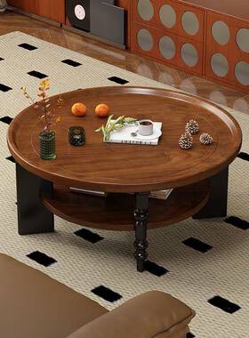 法式实木几圆茶形茶小桌户风型中式小桌子古家用客厅复古TKG美式