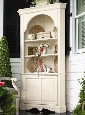 美式实木橡木书柜法式古角餐边柜复做旧儿柜FKW童书柜墙角柜三角