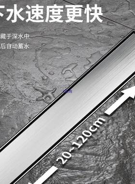 34不锈钢长条浴室隐加间长44830地漏防臭器芯卫生淋浴形房可镶砖0