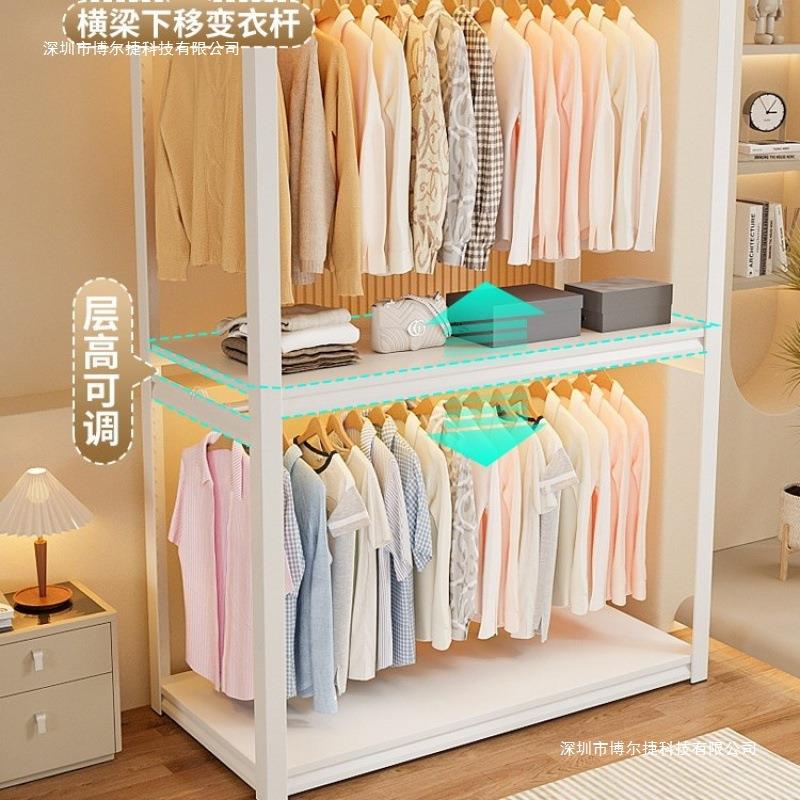 货柜架简易衣出租房用家用卧室组金属角钢铁艺置开物放hjyg式装衣