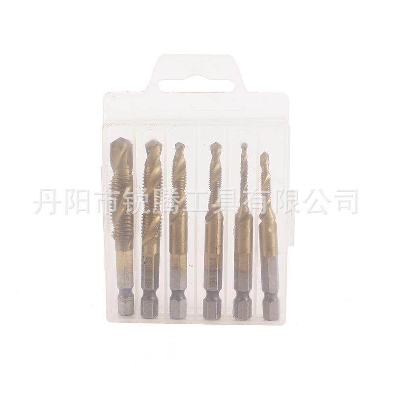 钻KDD攻倒角一体复合丝高钢镀钛角六柄三合一锥螺旋机用攻速丝套