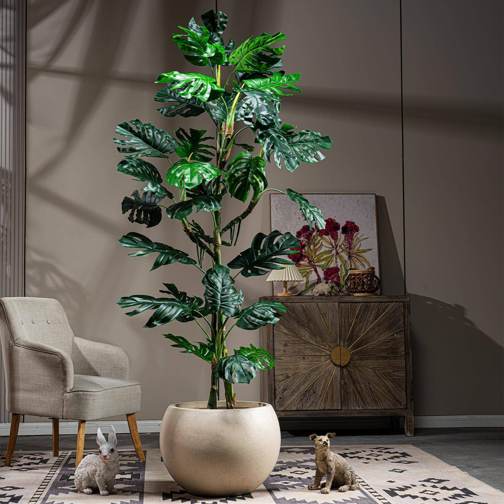 仿真植物大型阔GBZ-0200叶龟竹树盆栽客室内假厅背仿生绿植装饰造