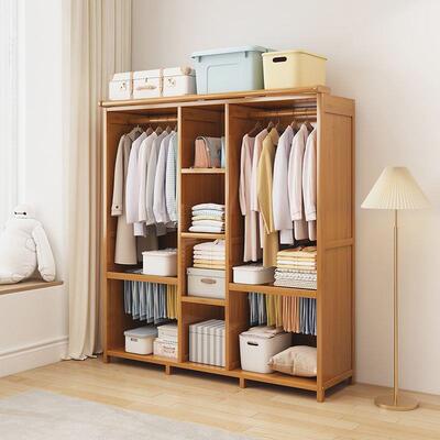 简易加柜厚衣闭家用卧室衣橱全封拉EBV帘布柜子出房租组装加粗衣