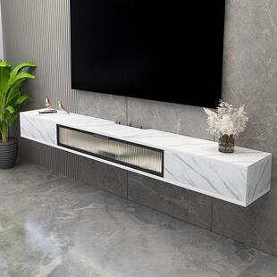 奢岩板纹实壁挂电视轻柜小户型客厅悬挂墙式柜极木简卧室HRD窄置