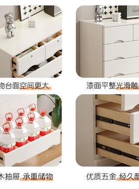 my木斗柜现代简墙约客厅白色靠卧室五斗橱抽屉实JAB收纳柜奶五油