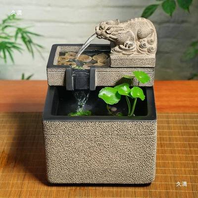 景貔貅流水摆件新中式家居鱼湿缸客厅桌摆面加器LZQ循环水设