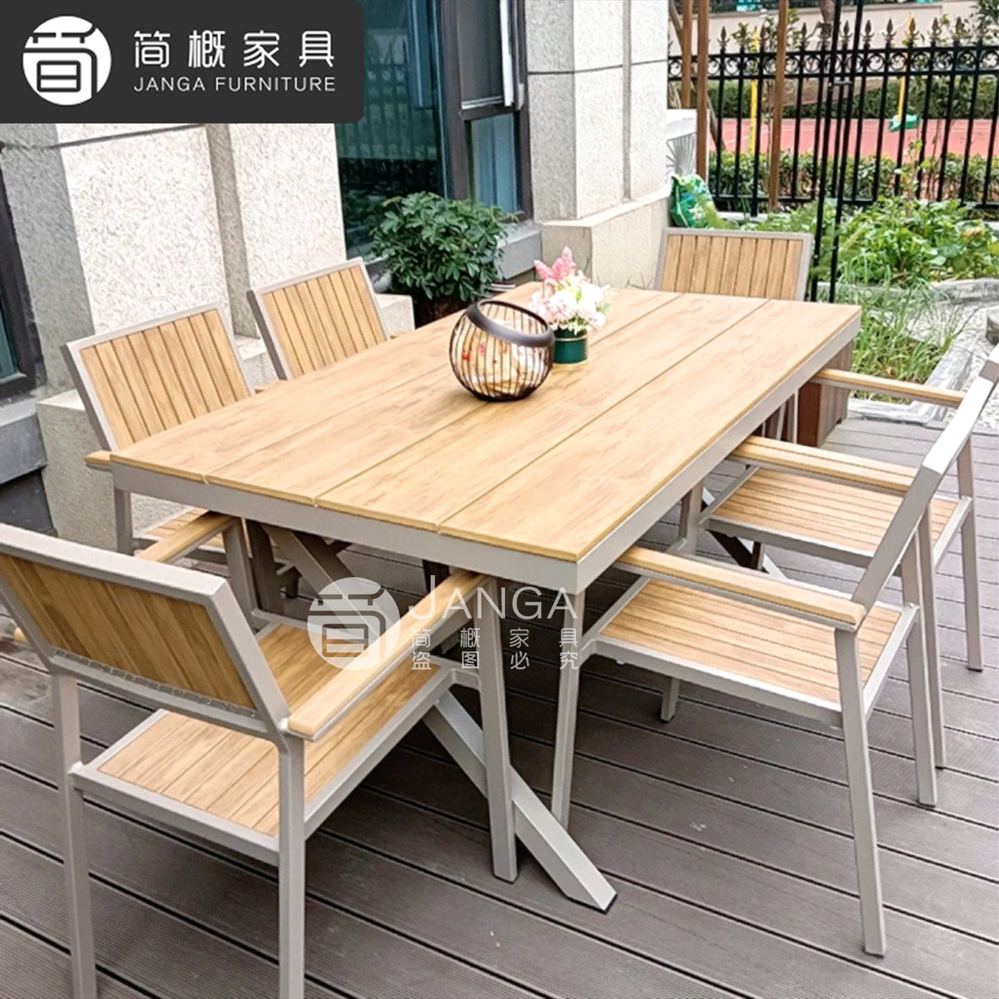 户外别墅露台塑木桌椅露天花园庭院阳台家具防水防晒防腐木餐桌椅