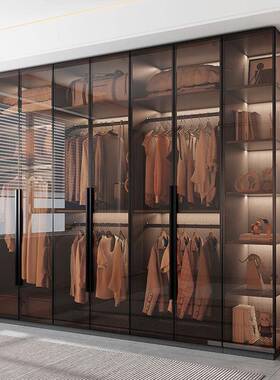 衣璃门衣家用卧室梳妆玻台柜一体l型衣帽间一门到顶柜子92116转角