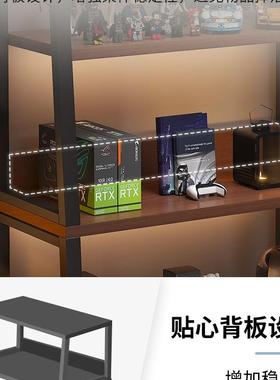 脑置竞物架落地收纳架多层书架电房电桌旁铁储物柜艺梯985形展示