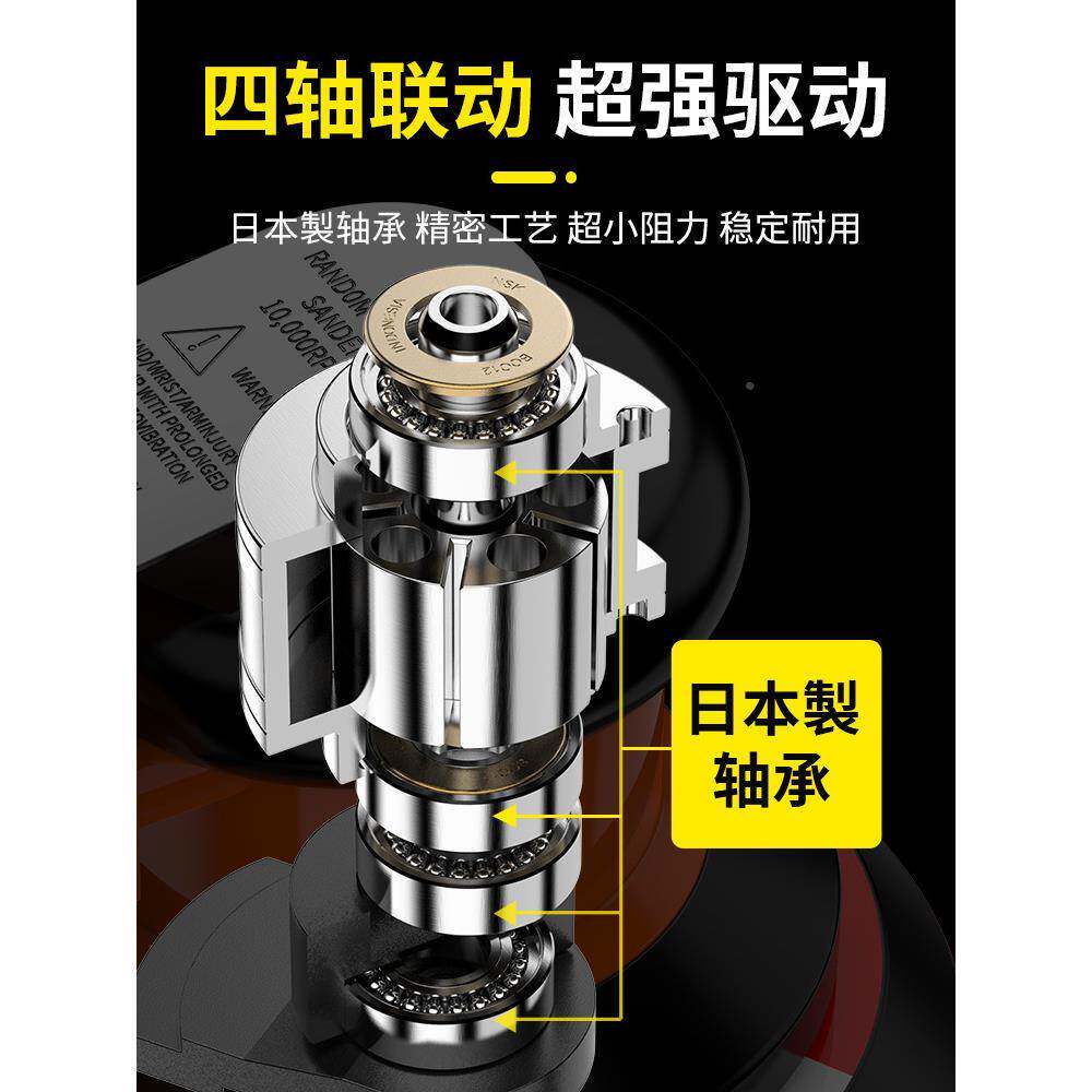 气动磨机小型LUJ砂纸打干磨机工业级高车速蜡5寸汽打抛光磨光雅通