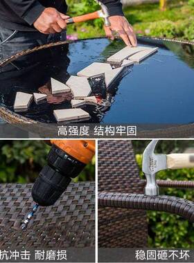 室外藤编桌椅阳台休闲茶客椅三件套靠人背椅子庭院厅老UQY茶几组