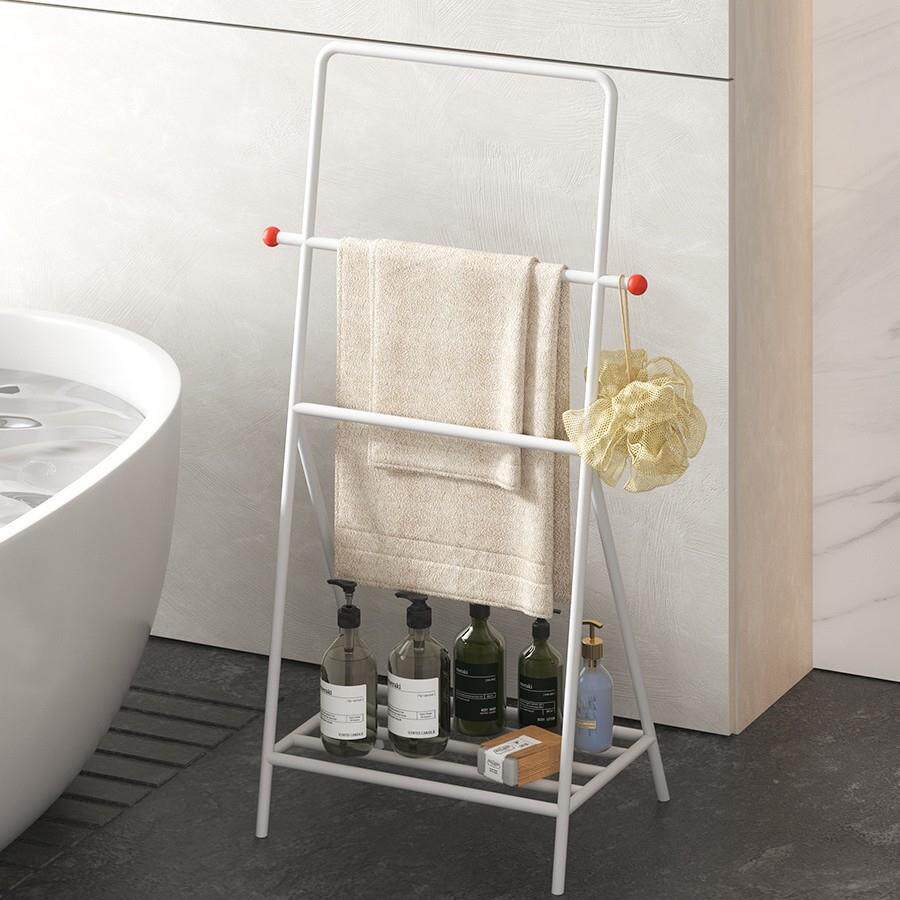 衣架用多家层卫生90间端毛巾免打孔浴室置物架落地高厕所浴架巾架