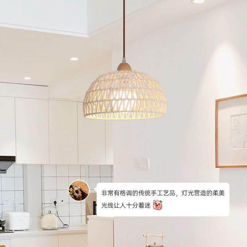 桌式创原木餐厅吊375灯编织日奶油风餐灯复古民宿阳台意卧室藤艺,家装灯饰光源,智能吊灯,淘宝优惠券,粉丝福利购,淘宝优惠卷