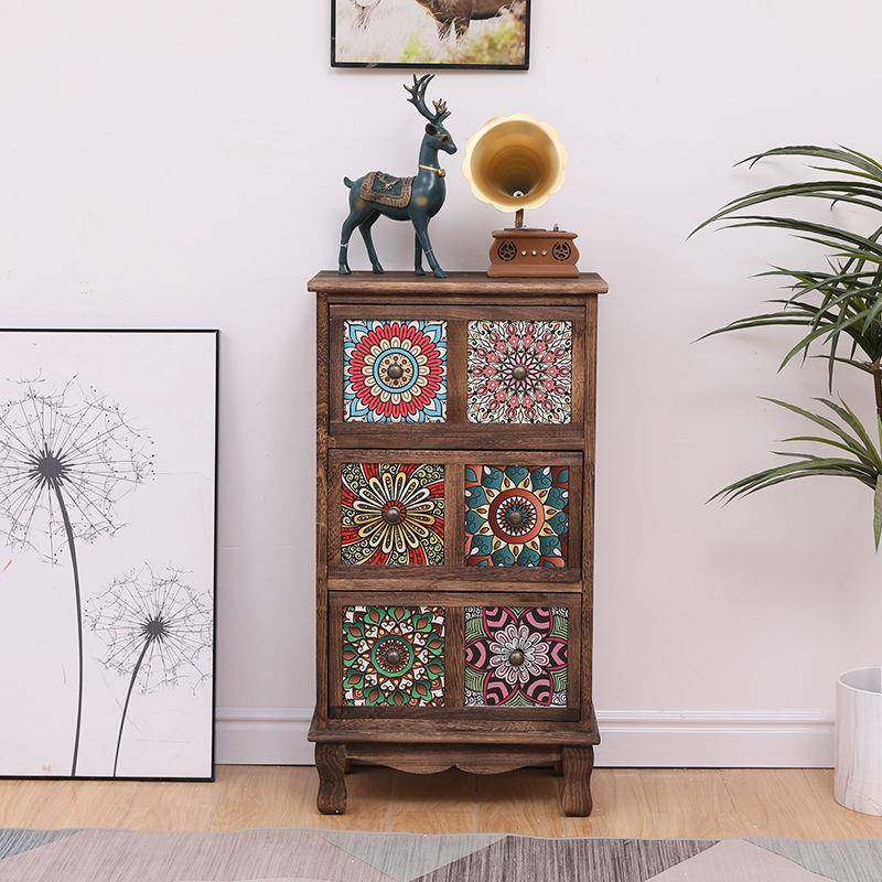 美式实木储物柜古客厅斗柜彩LSG绘物抽屉层式收纳柜阳复台多置柜