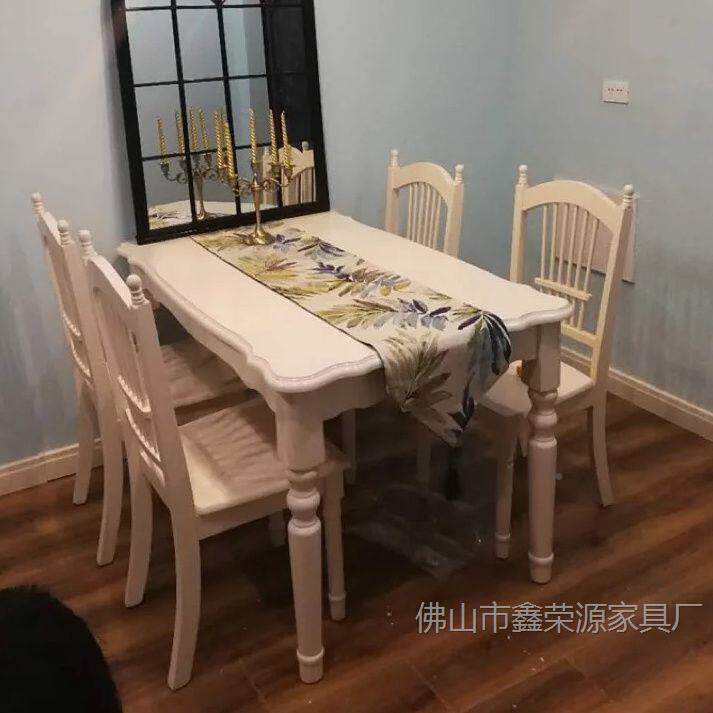 欧式简约桌田园实木约时尚现代小户型餐456502餐桌椅组合白色餐桌